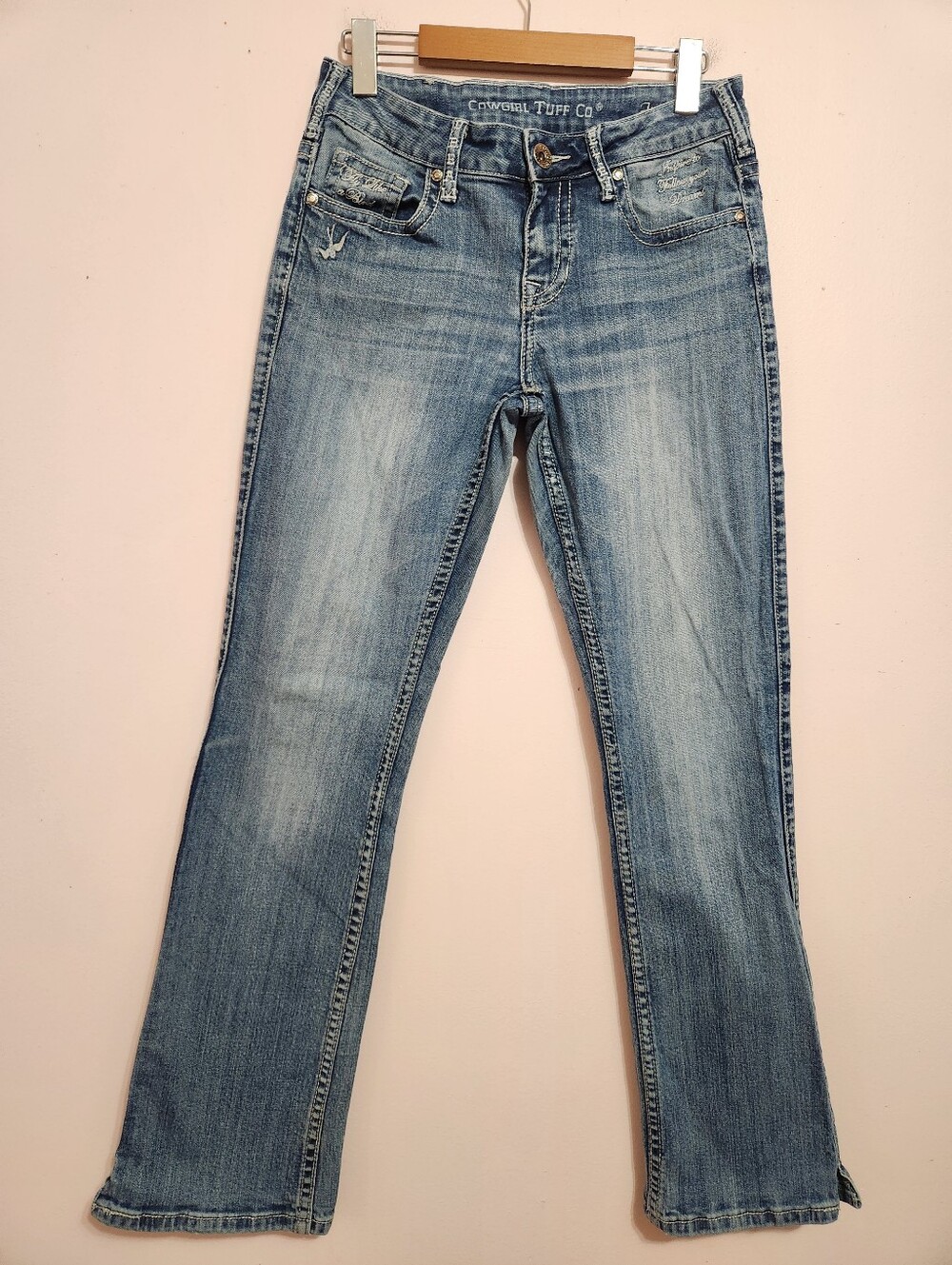 Cowgirl Tuff Co Inspire Western Embroidered Bootcut Jeans Mid Rise Y2K Size 26